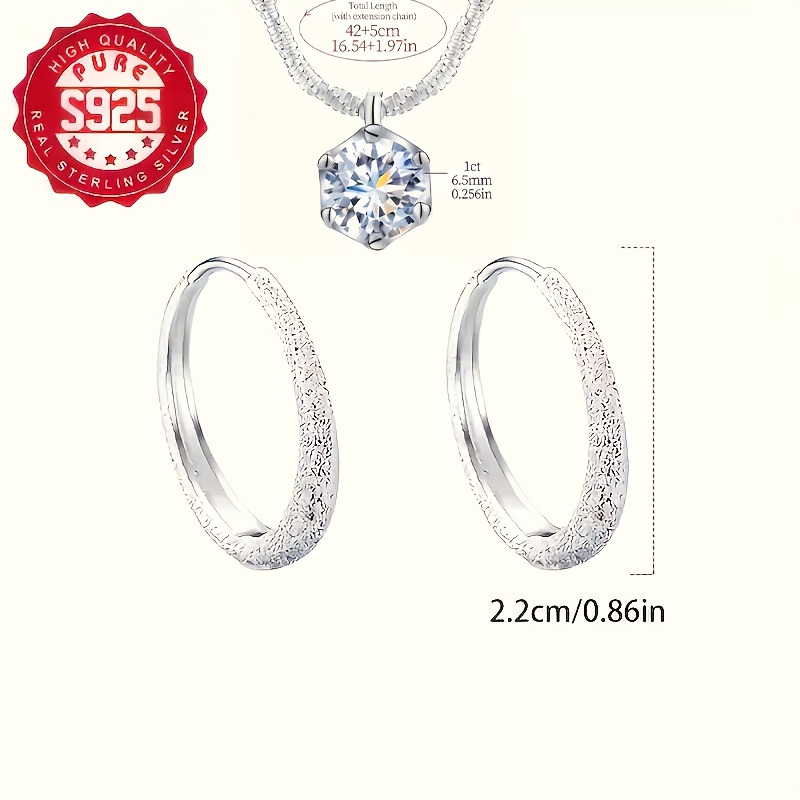 Moissanite Necklace and Earrings Set for Women with Sparkling Sand Design